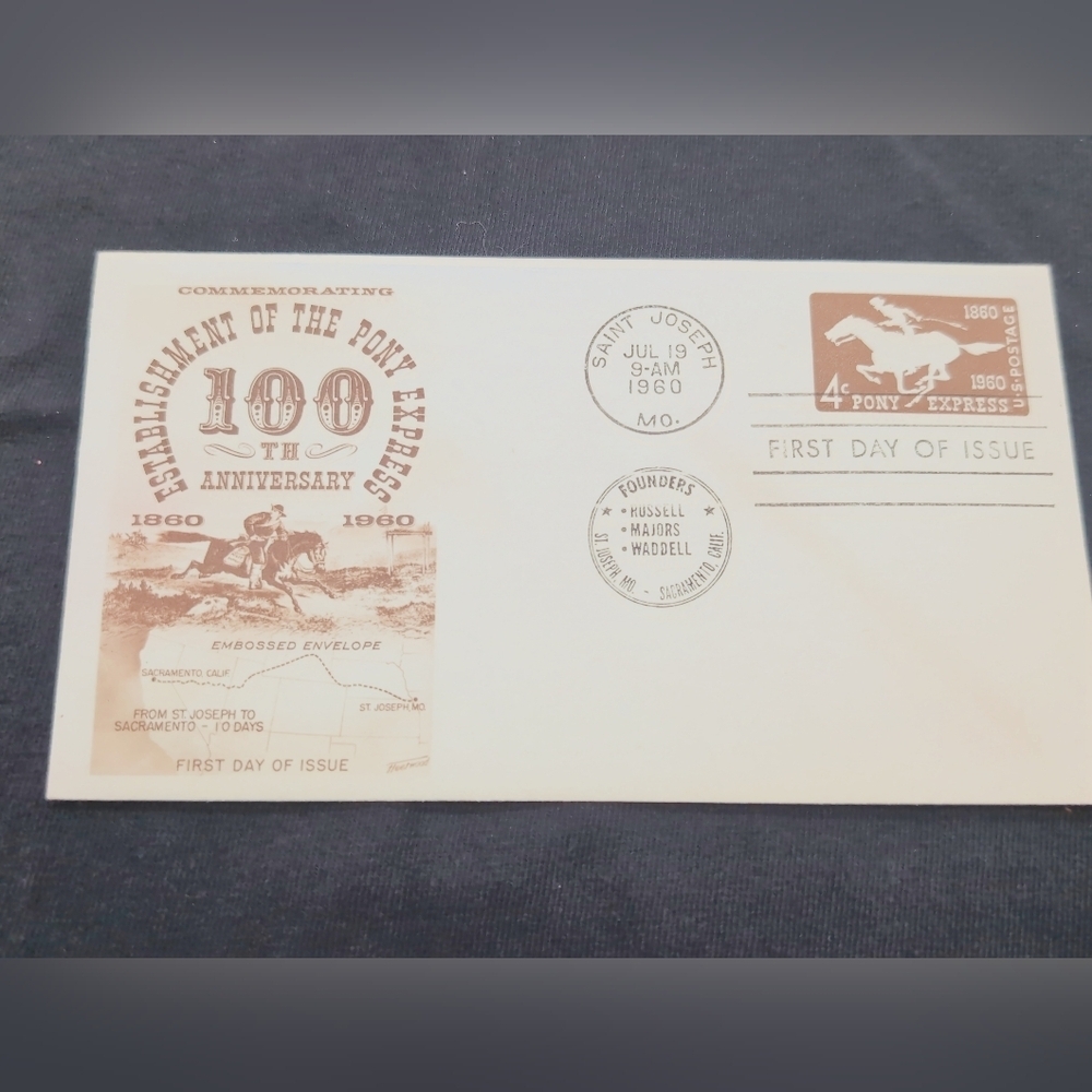 1960 Missouri First Day Issue Pony Express Air Mail Set - Picture 3 of 4
